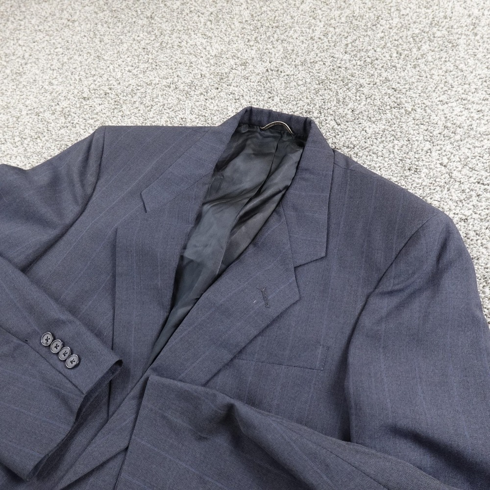 VTG Christian Dior Jacket Mens 41R Navy Blue Pinstripe Blazer Sport Coat Suit